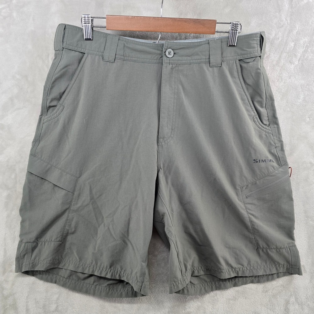 Simms Fishing Shorts Mens 36 Grey Cargo Utility Performance Hiking Outdoor